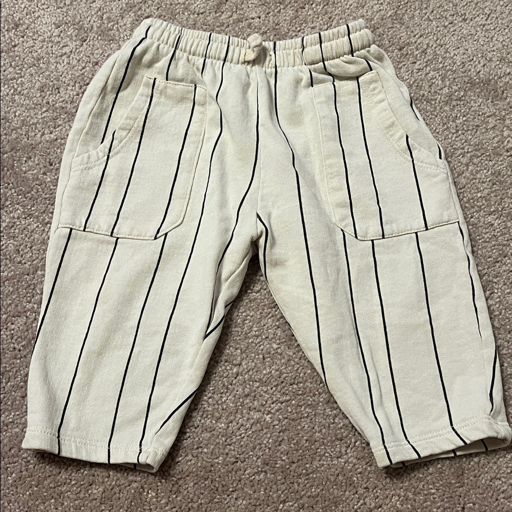 Zara Beige and Black Striped Joggers